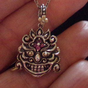 Barbara Bixby Sterling & 18K Rhodolite Tibetan Mask Charm